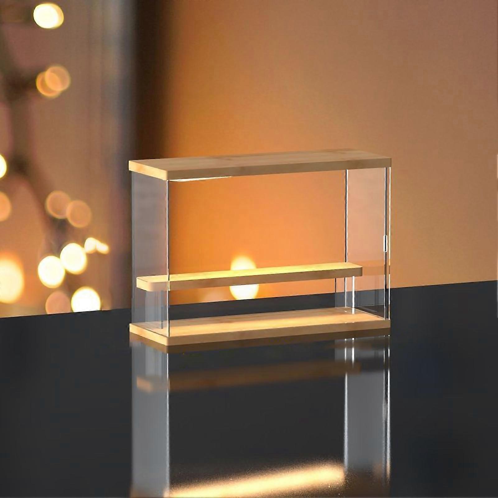 Toy Acrylic Display Shelf Clear Storage Box Thickened for Hand Made Doll with Sliding Door