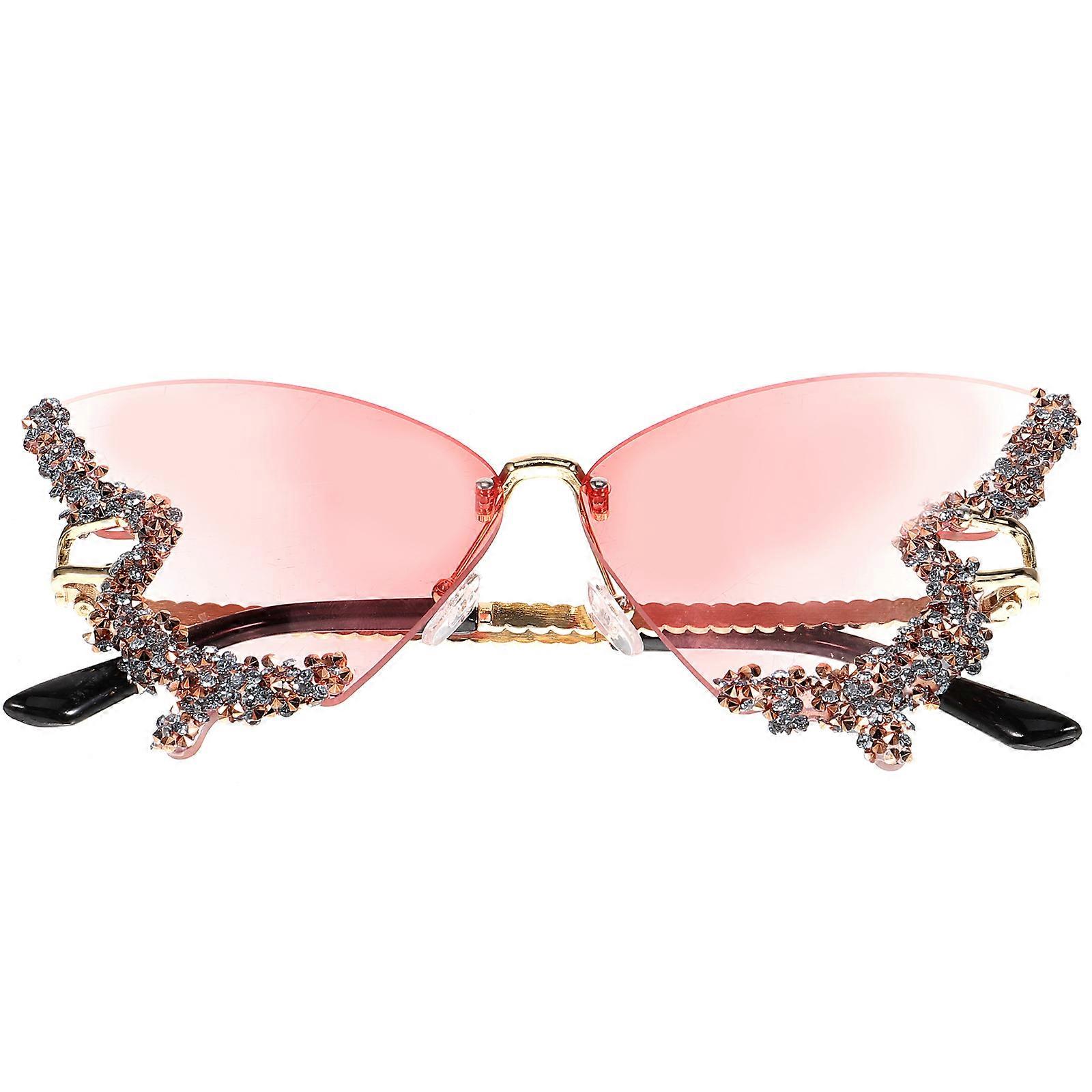 Rimless Sunglasses For Party Novelty Eyeglasses Outdoor Activities Butterfly Shape Resin Material UV Protection 1Pair