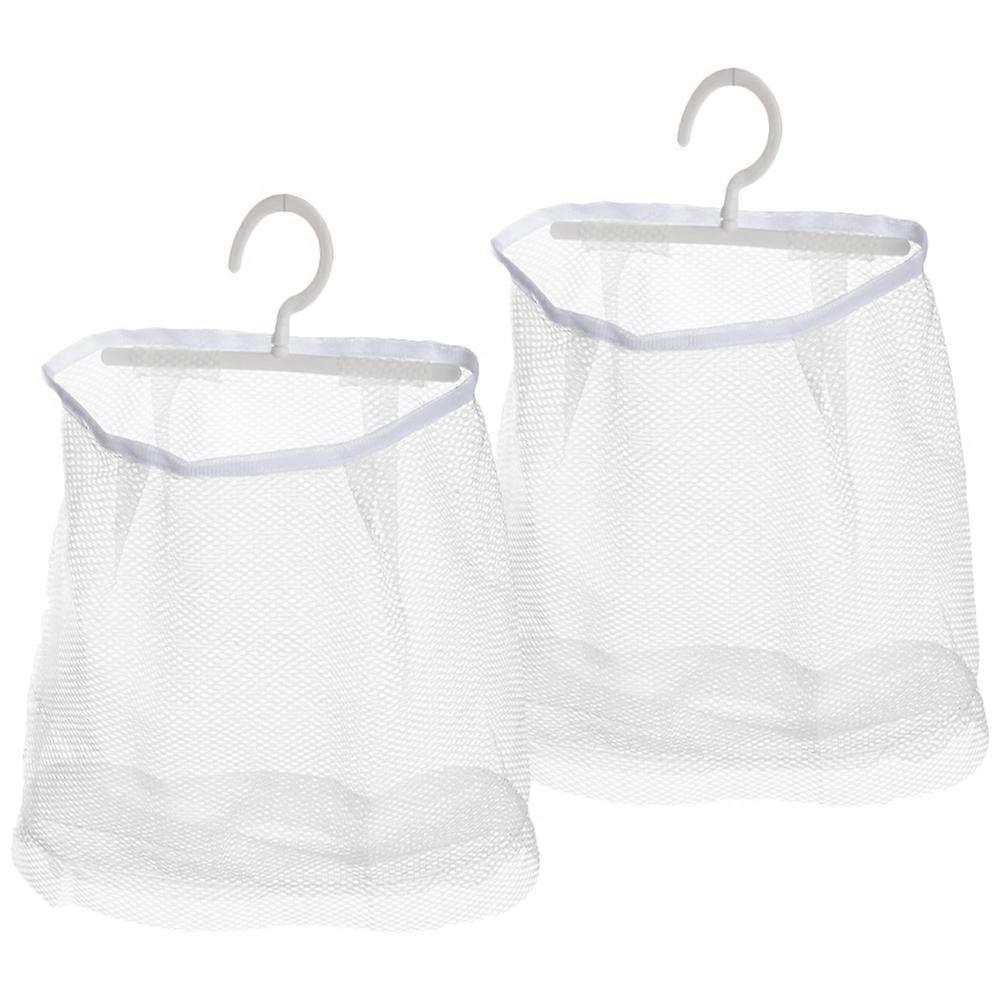 Hanging Mesh Bag Door Wall Organizer Portable Rectangular White 29.00X29.00X1.00cm 2Pcs