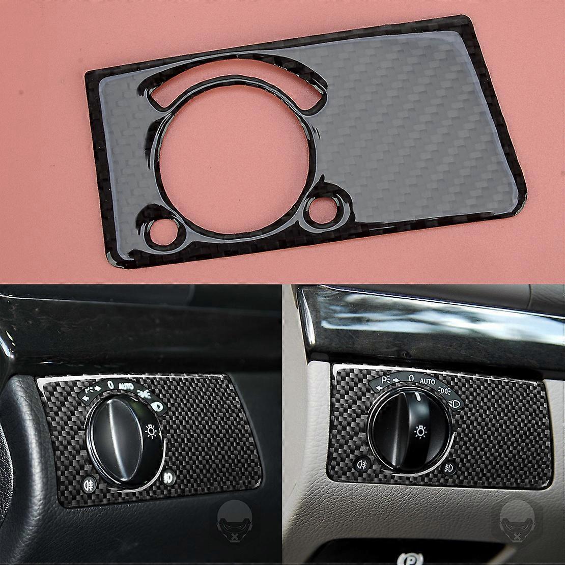 Car Left Headlight Switch Knob Carbon Fiber Frame Trim Black Fits Benz e-class W211 2003 2004 2005 2006 2007 2008 2009 LHD