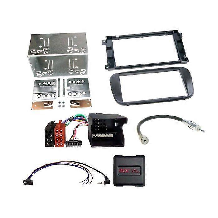 Kit 2-DIN compatible avec divers véhicules Ford, commandes au volant noires, analogiques et antenne