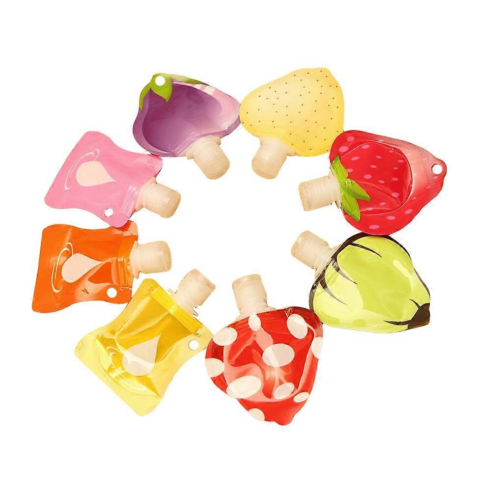 Travel Toiletry Bottle Portable Subpackaging Bottle Cartoon Fruit Shaped Emulsion Bottle Silicone Empty Bottles Random Style 11.5*9.5CM 8Pcs