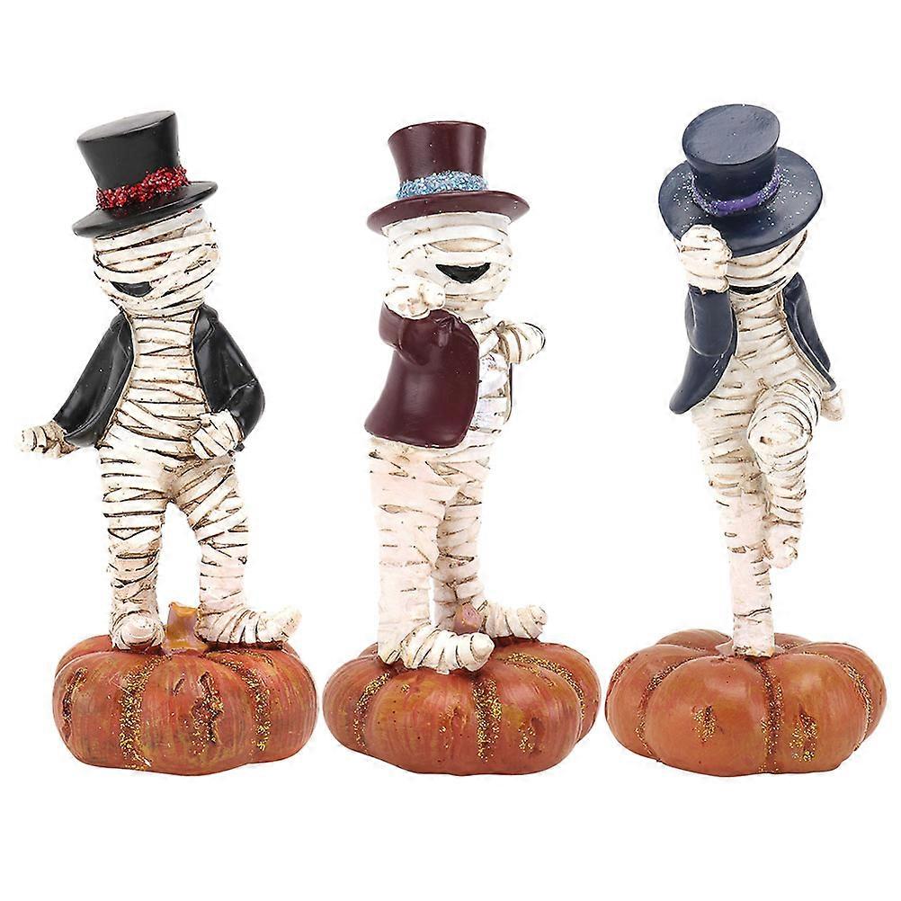 Dancing Mummy Figurine Resin Craft Small Mummy Decors Halloween Decorations Compact Size Indoor Windows 3Pcs