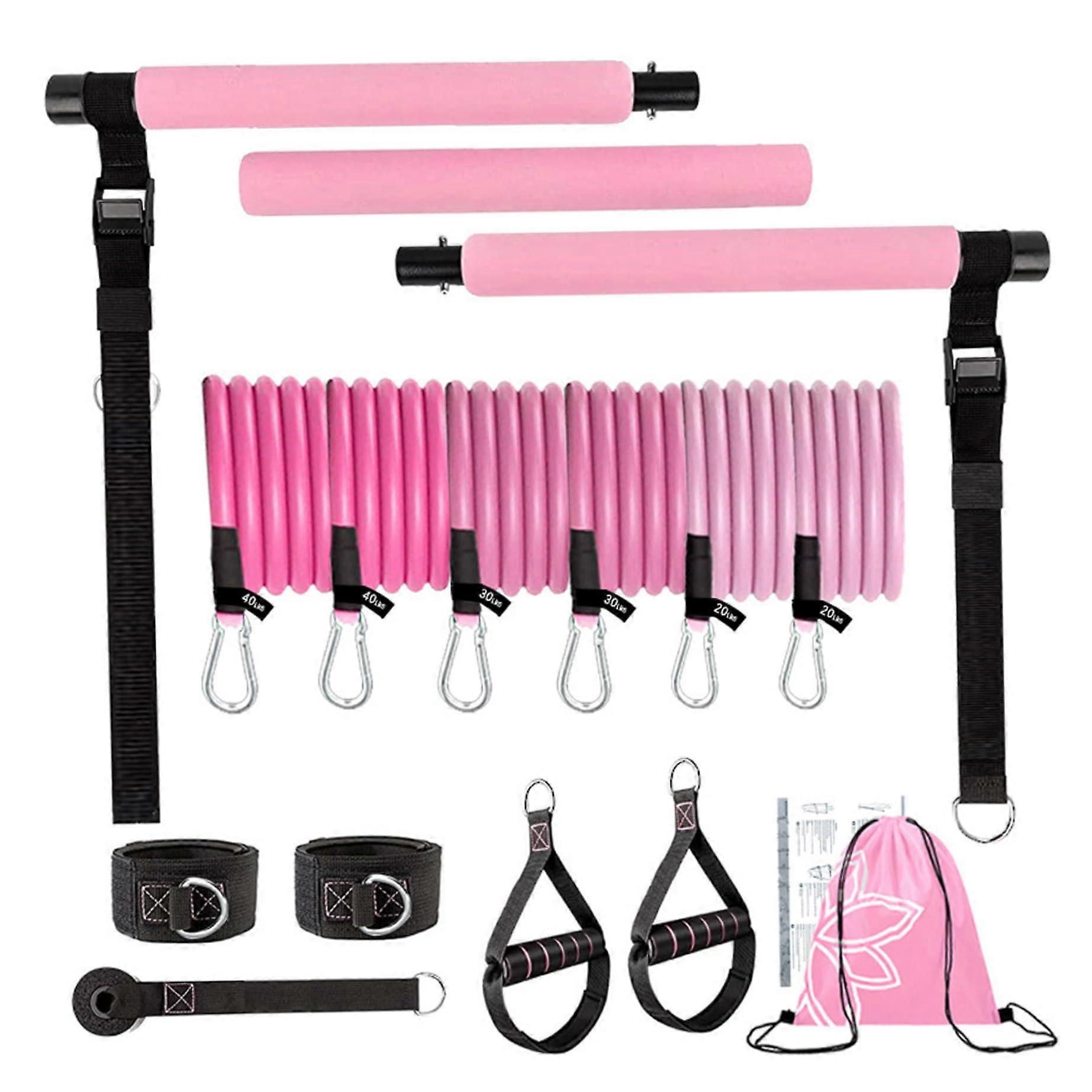 Pilates Bar Kit, Pilates Bar Kit with Resistance Bands and Ankle Bands, 180 lbs 3uper, for Legs, Hips, Waist, Arm