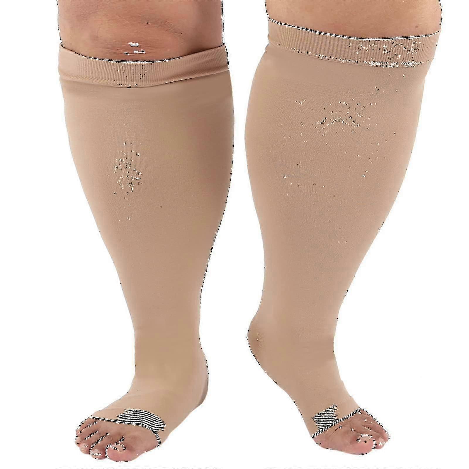 Calzino a compressione per uomo donna, calze a compressione plus size polpaccio largo, calze di volo alto al ginocchio compressione medica