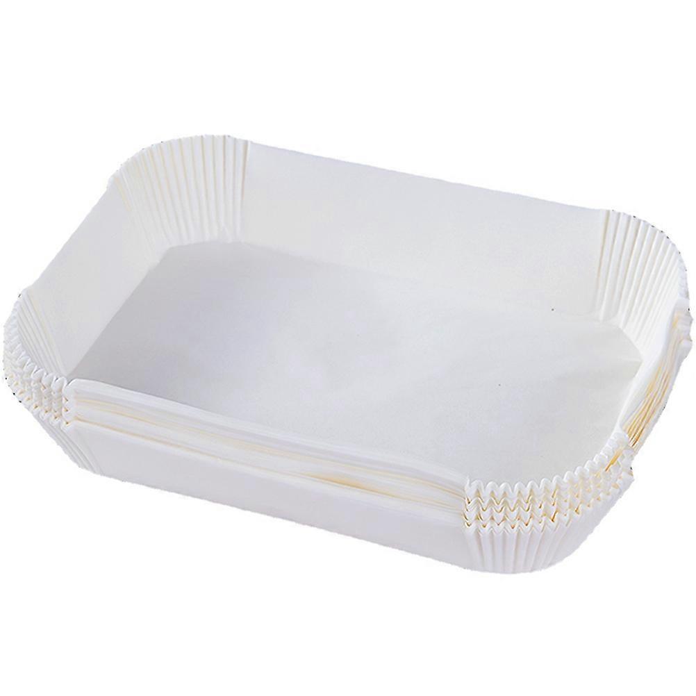 Airfryer Paper Liners Waterproof Heat Resistant For Home Baking Rectangular 25.4X18.2CM White 50Pack