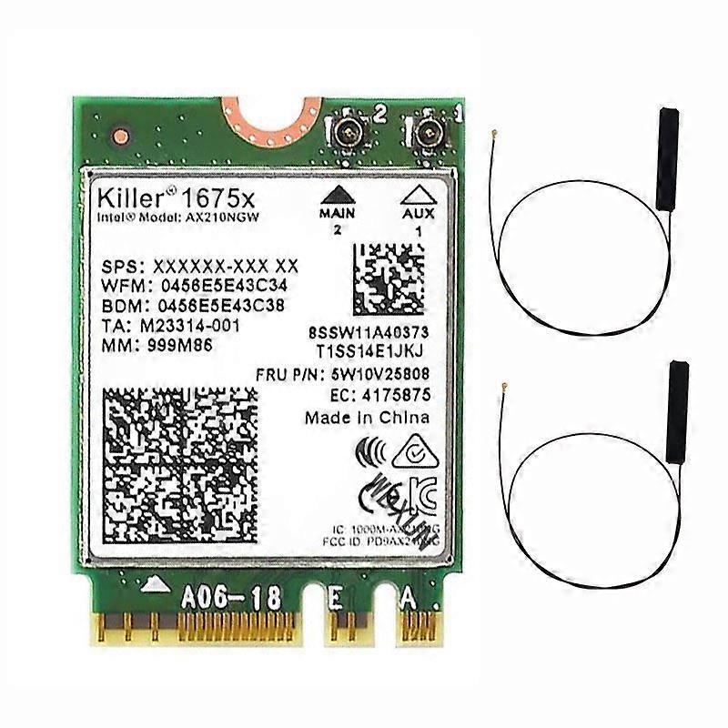 Intel AX210 AX210NGW Killer 1675x AX1675x Wi-Fi 6E 802.11AX Dual Band 2.4G 5G 6G 5374mbps Bluetooth