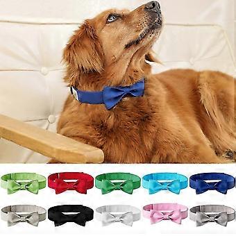Dog Neck Tie Solid Color Adjustable Head Wear Pet Bow Collar Dog Accessories For Wedding Party