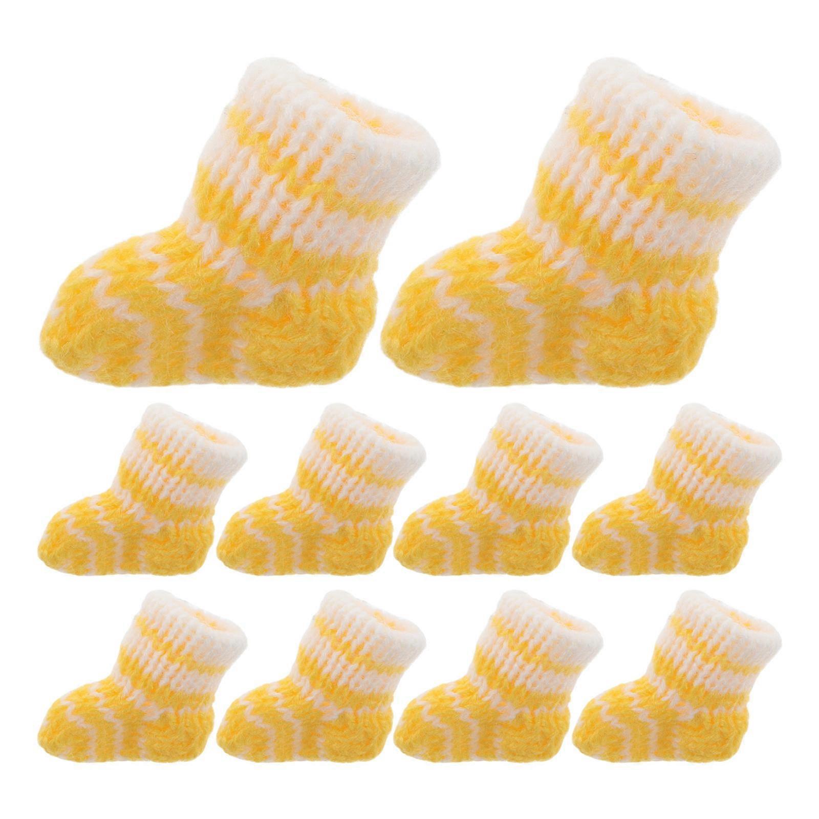 Doll Accessories Knitted Socks Micro Landscape Decor Cute Tiny Socks Plush Material 10Pcs