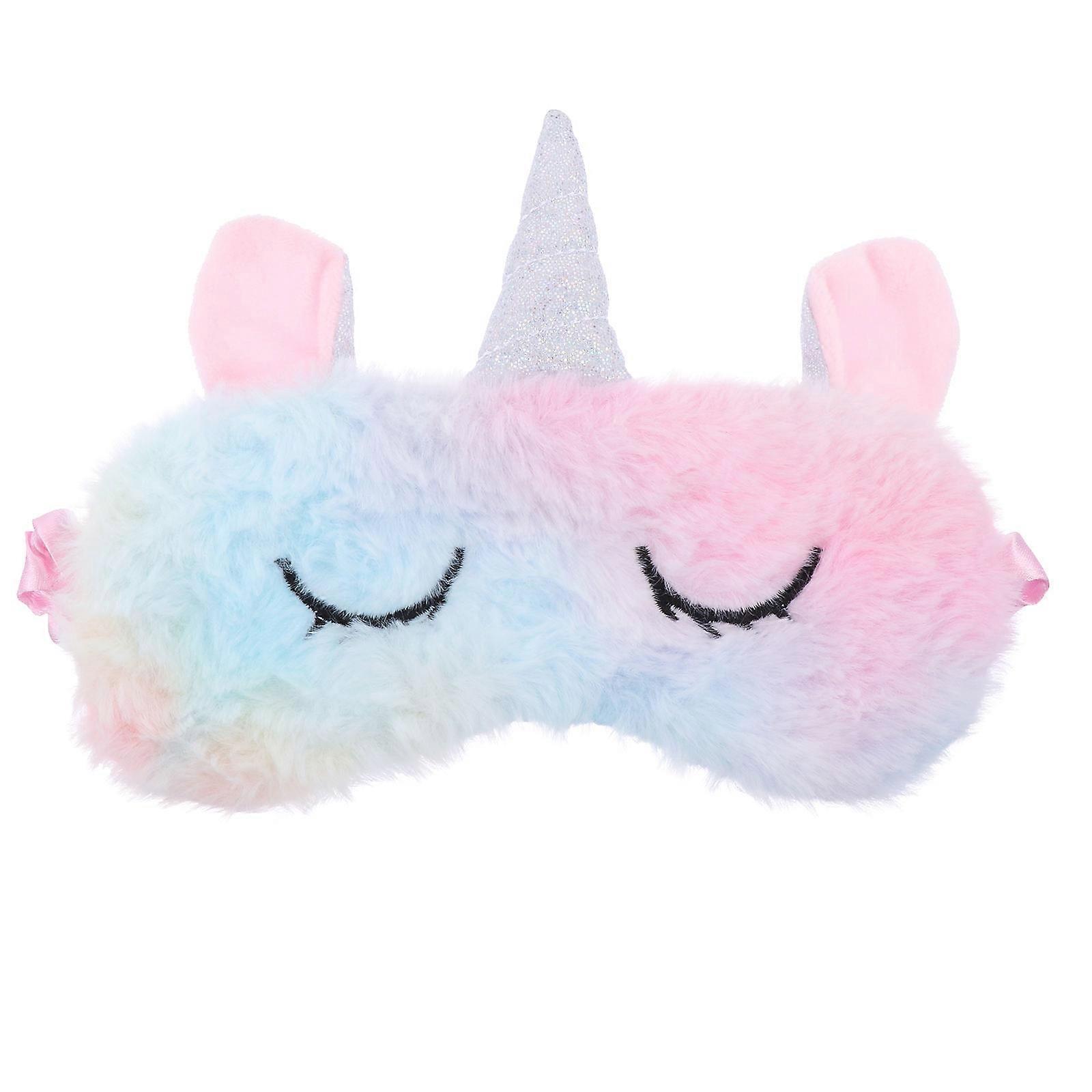 Sleeping Eye Cover Cartoon Plush Unicorn Shape Light Blocker For Girls Home Use 19x13cm 1Pack