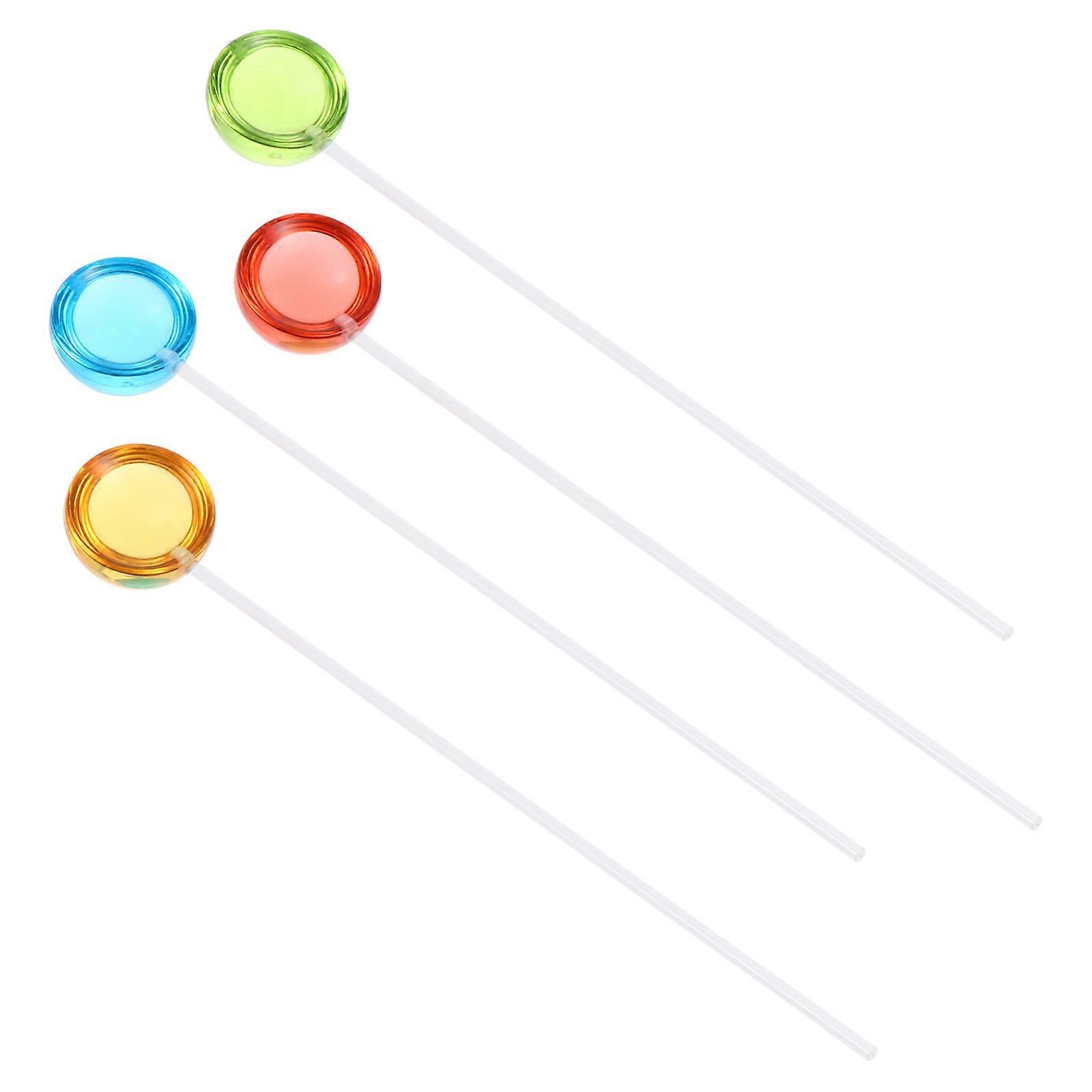 Resuable Swizzle Sticks Stainless Steel Stirring Sticks Home Use Assorted Color 20.5X2.5X1.5cm Beverage Mixing 4Pcs