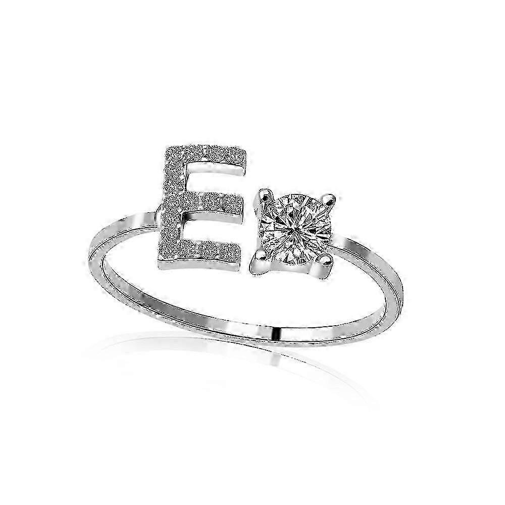 A-Z Letter Metal Adjustable Opening Ring for Initials and Names(E)