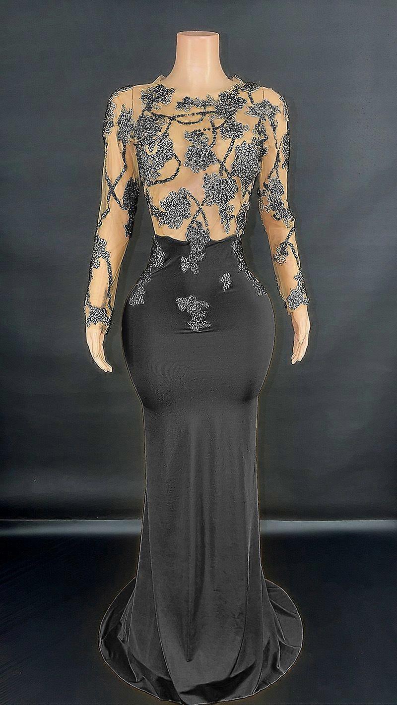 Robe de soirée, Robe femme, Robe à col montant dorée, Robe de banquet