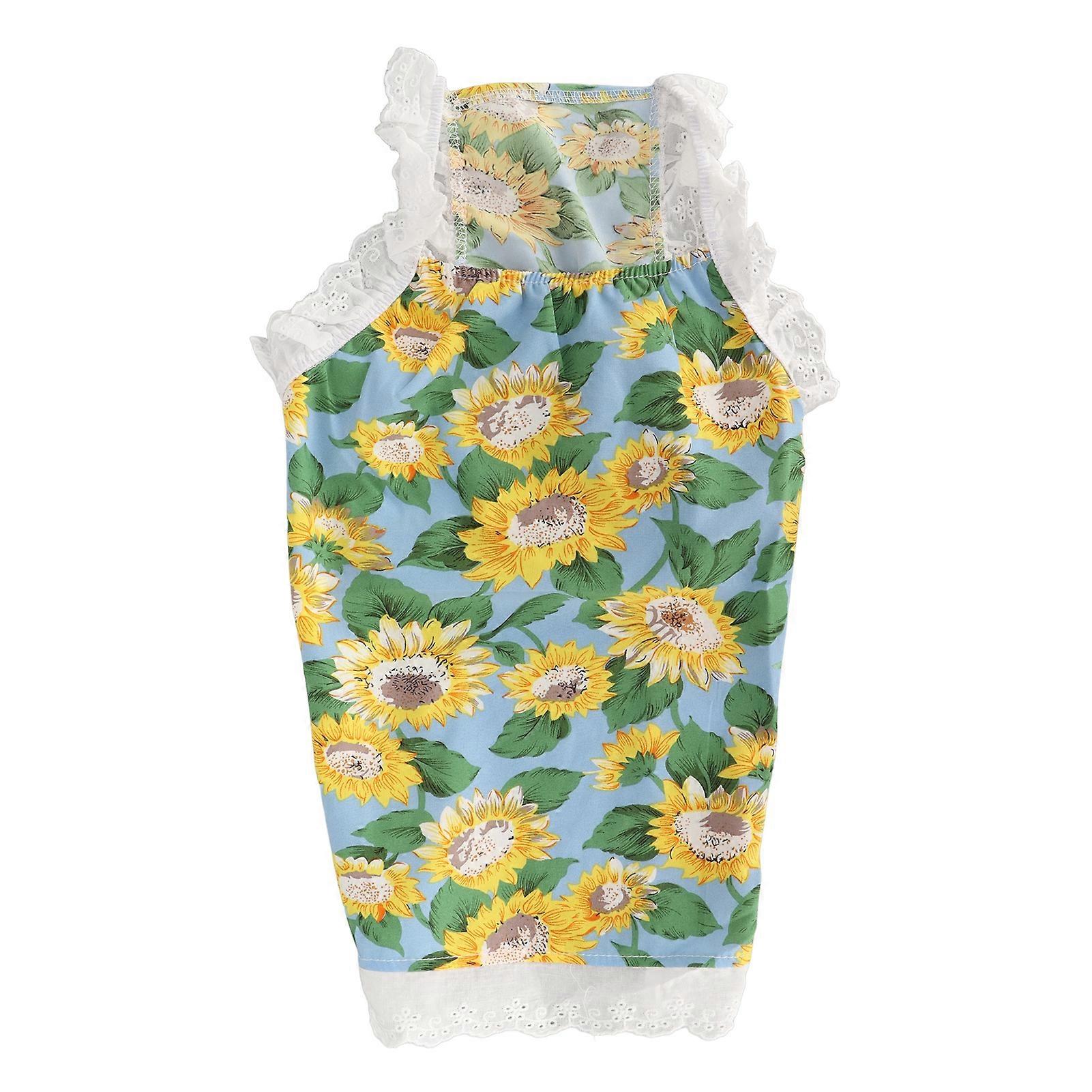 Pet Sunflower Skirt Sun Protection Breathable Soft Cute Summer Cat Skirt for Dogs and Cats Blue M