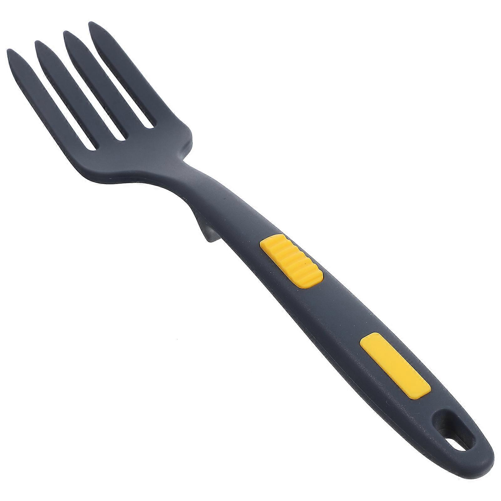 Heat Resistant Silicone Spaghetti Fork with Ergonomic Long Handle, Nonstick Cooking and Serving Utensil for Fried Noodles and Food, Kitchen Tool