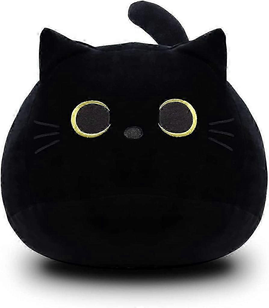 Black Cat Plush Toy, Kawaii Cat Stuffed Animal Cushion Toy, 40cm Soft Plush Cat Doll Gift for Kids