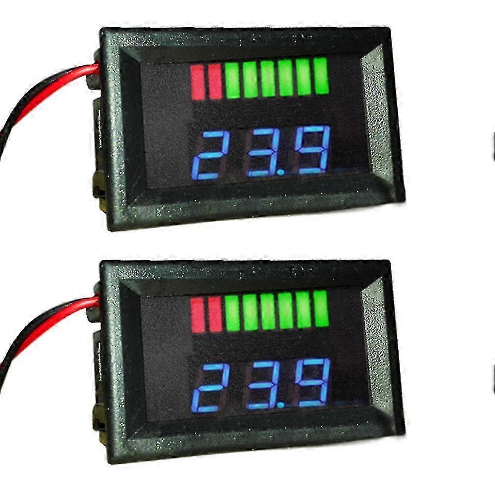For 2x 12v Lead Acid Battery Capacity Indicator Charge Level LED Tester Blue Voltmeter