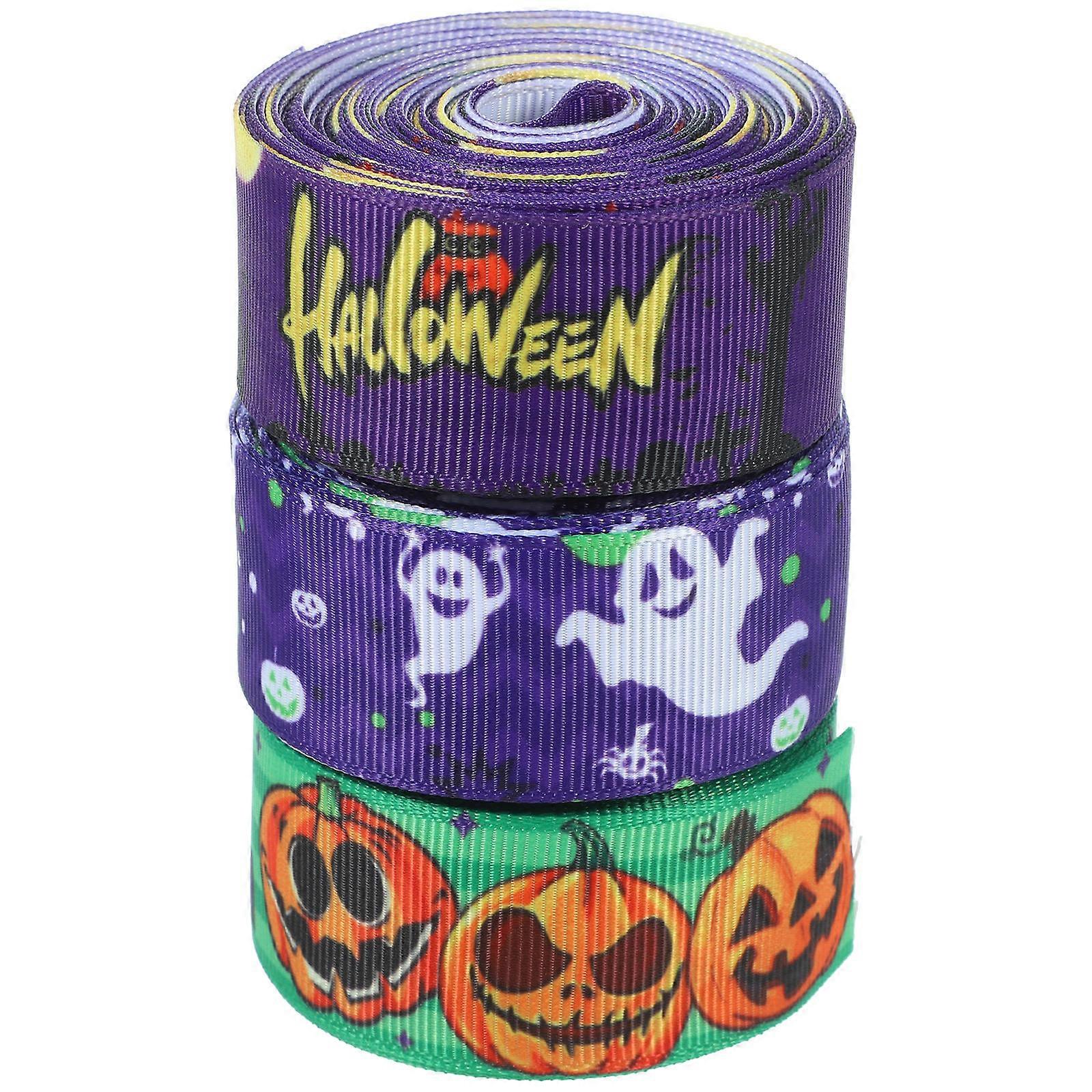 Thin Halloween Ribbon Party Decorative Ribbons present Decoration Assorted Color 457x2.5cm 3 Rolls