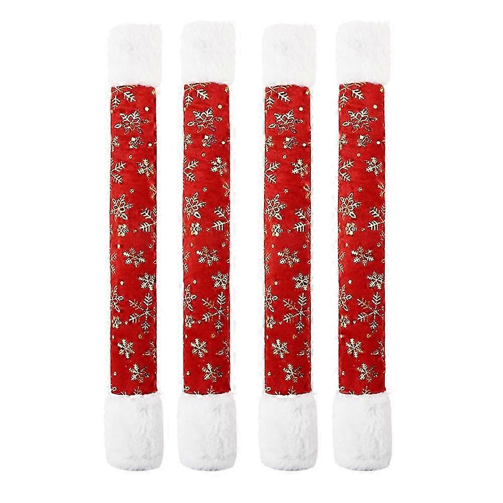 4Pack Christmas Decorations Refrigerator Handle Embroidered Snowflake Print Suitable for Certain Brands