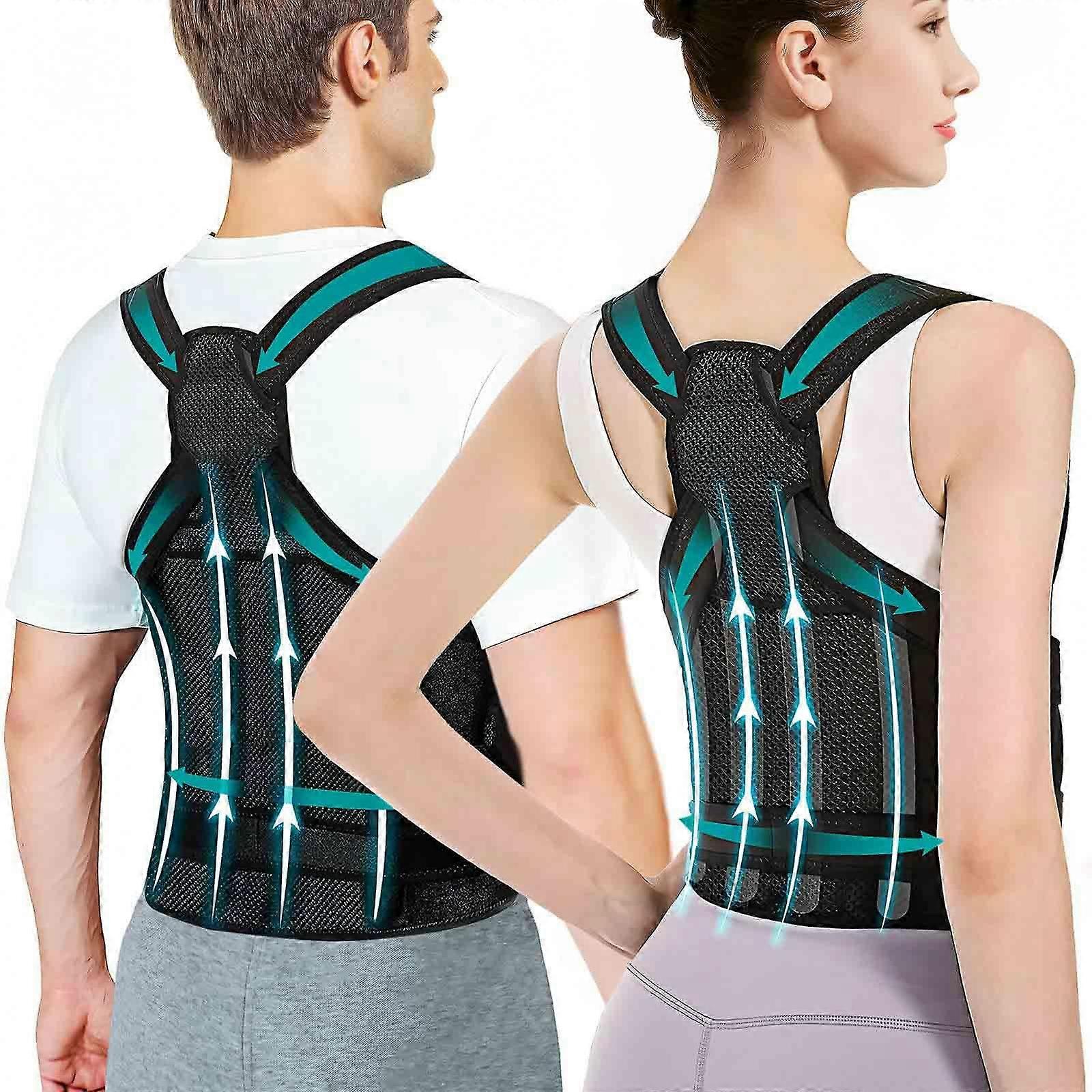 Back Straightener, Posture Corrector, Adjustable Back Trainer, Support Belt, Black