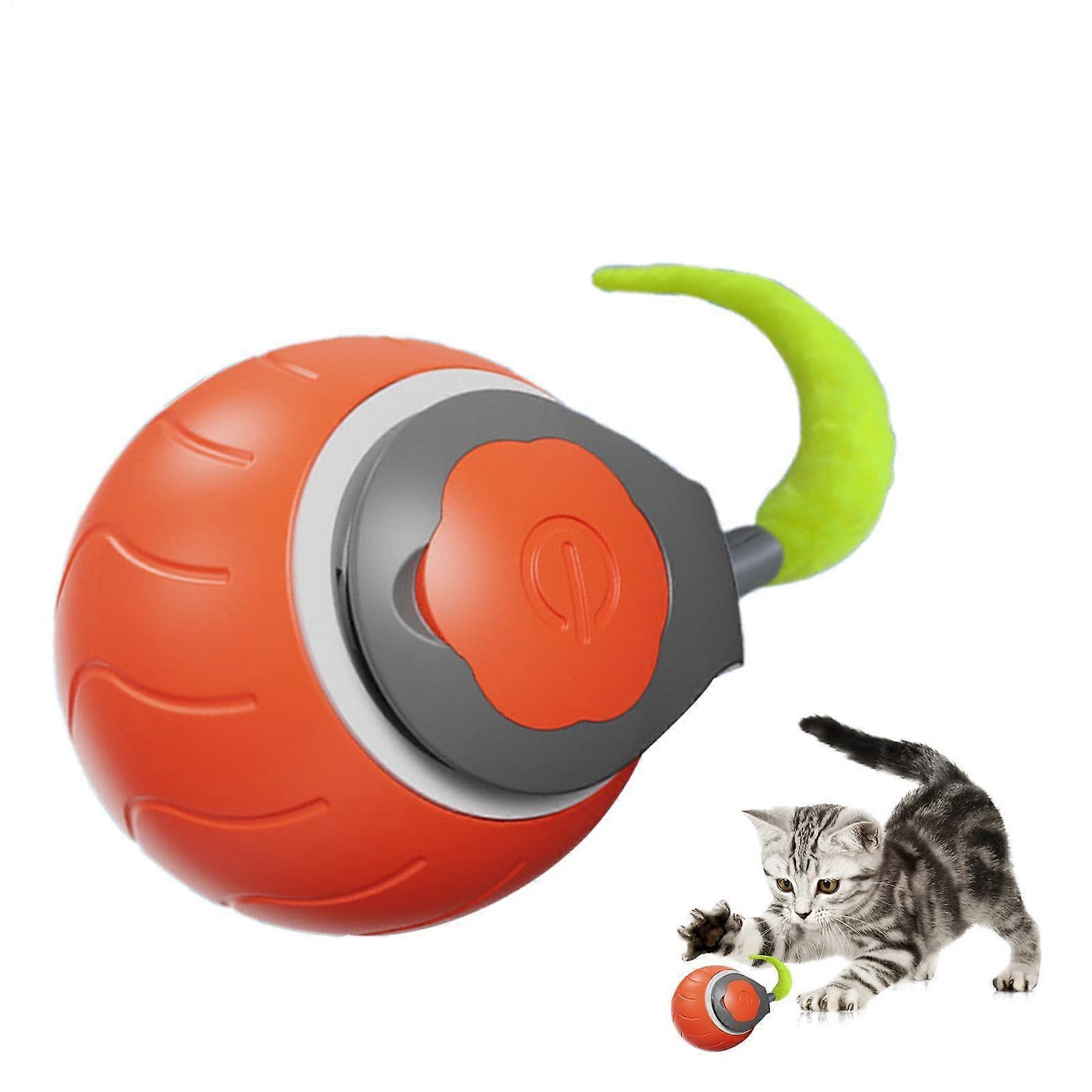 Intelligent Interactive Cat Toy Ball - Electric Smart Roller Ball for Indoor Cats - Orange Color, Travel-Friendly Design