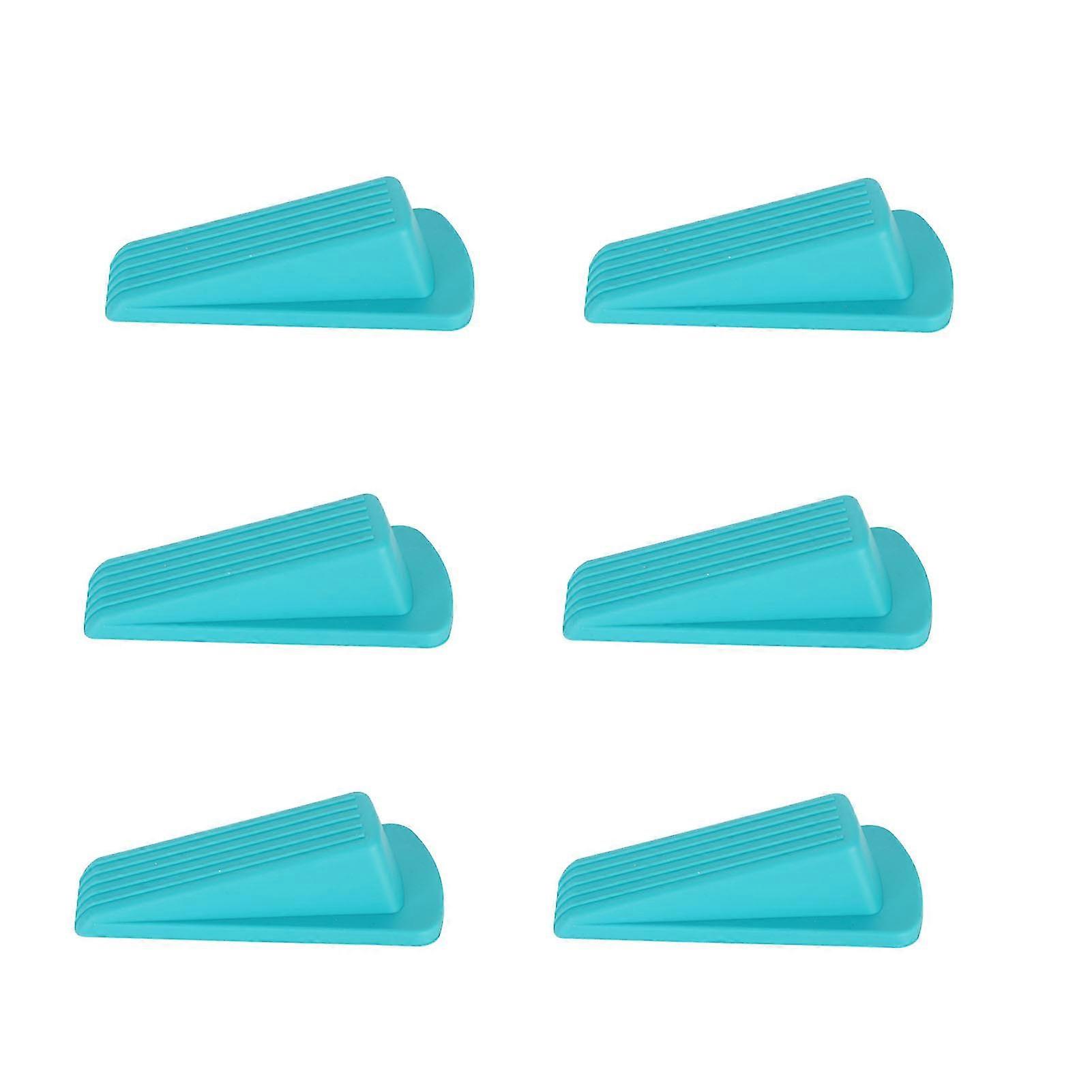 6Pcs Thick Flexible Stackable Durable TPR Anti Deformation Door Wedge for 1.2in Spacing Family Office Blue