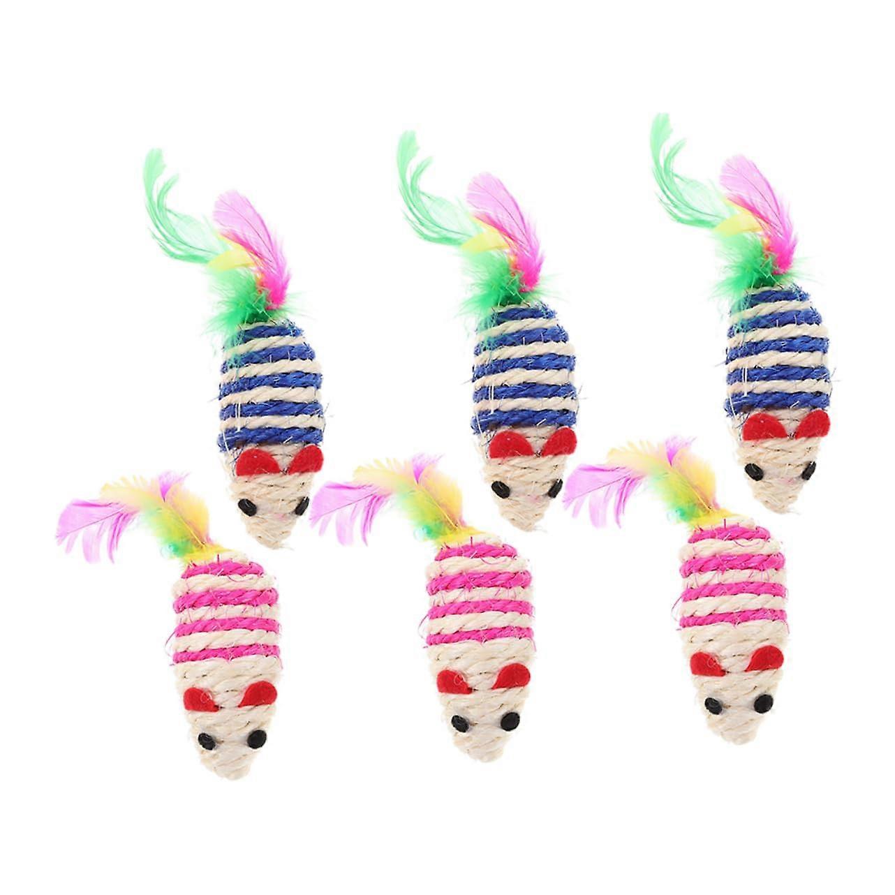 Pack of 6 Kittens Teething Toy, Interactive Kitten Toy, Cat Stimulating Cat Toy, Interactive Cat Toy for Kittens, Chew Toy for Teething Cats, Sisal