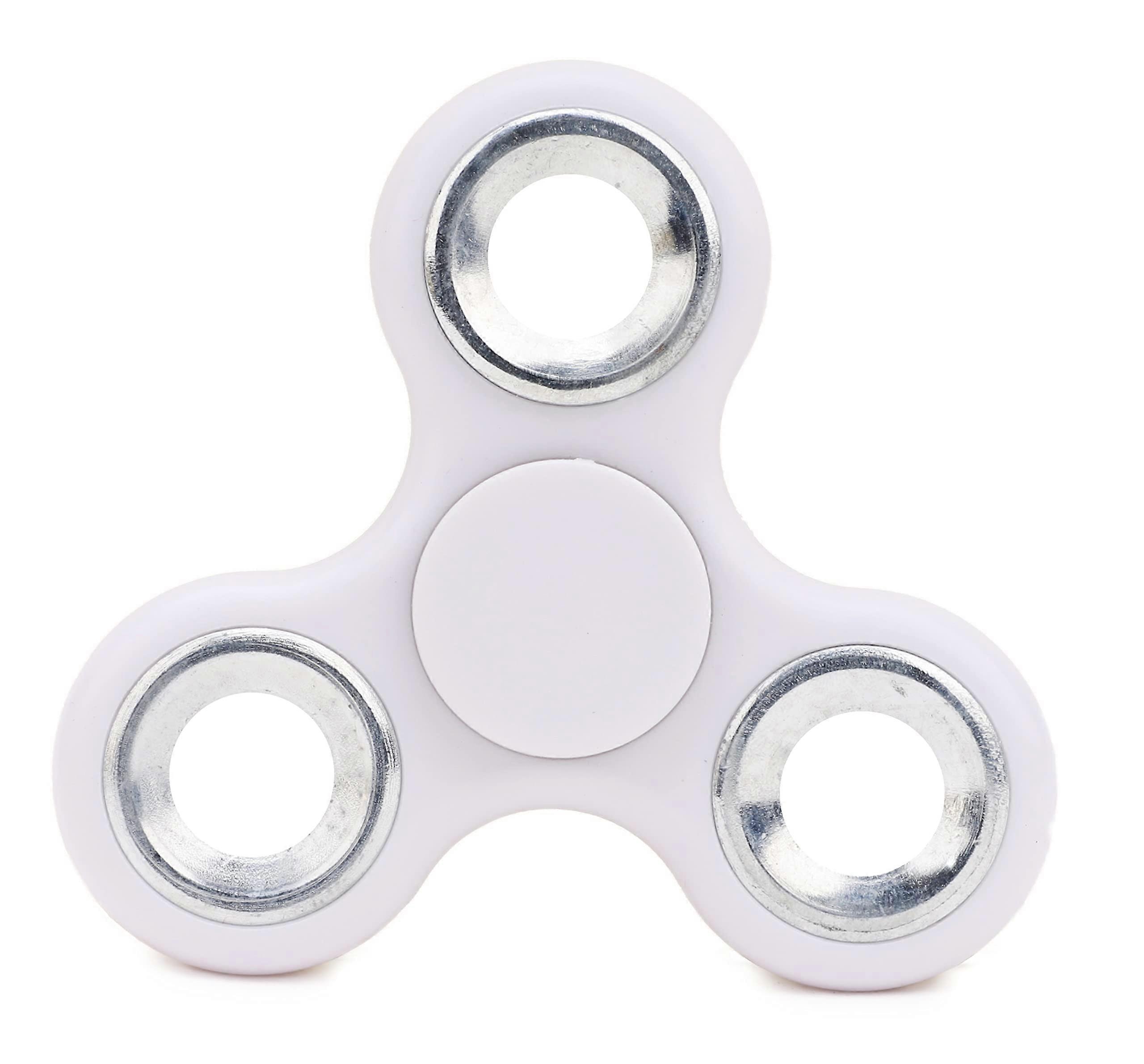 Fidget Hand Spinner Stress and Anxiety Relief (White and Silver Rings)