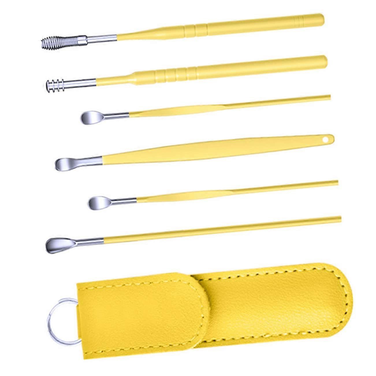 1PCS Earwax Removal Kit Portable Ear Cleaning Set Comes with Yellow Case Safe and Comfortable for Sensitive Longlasting and Rust