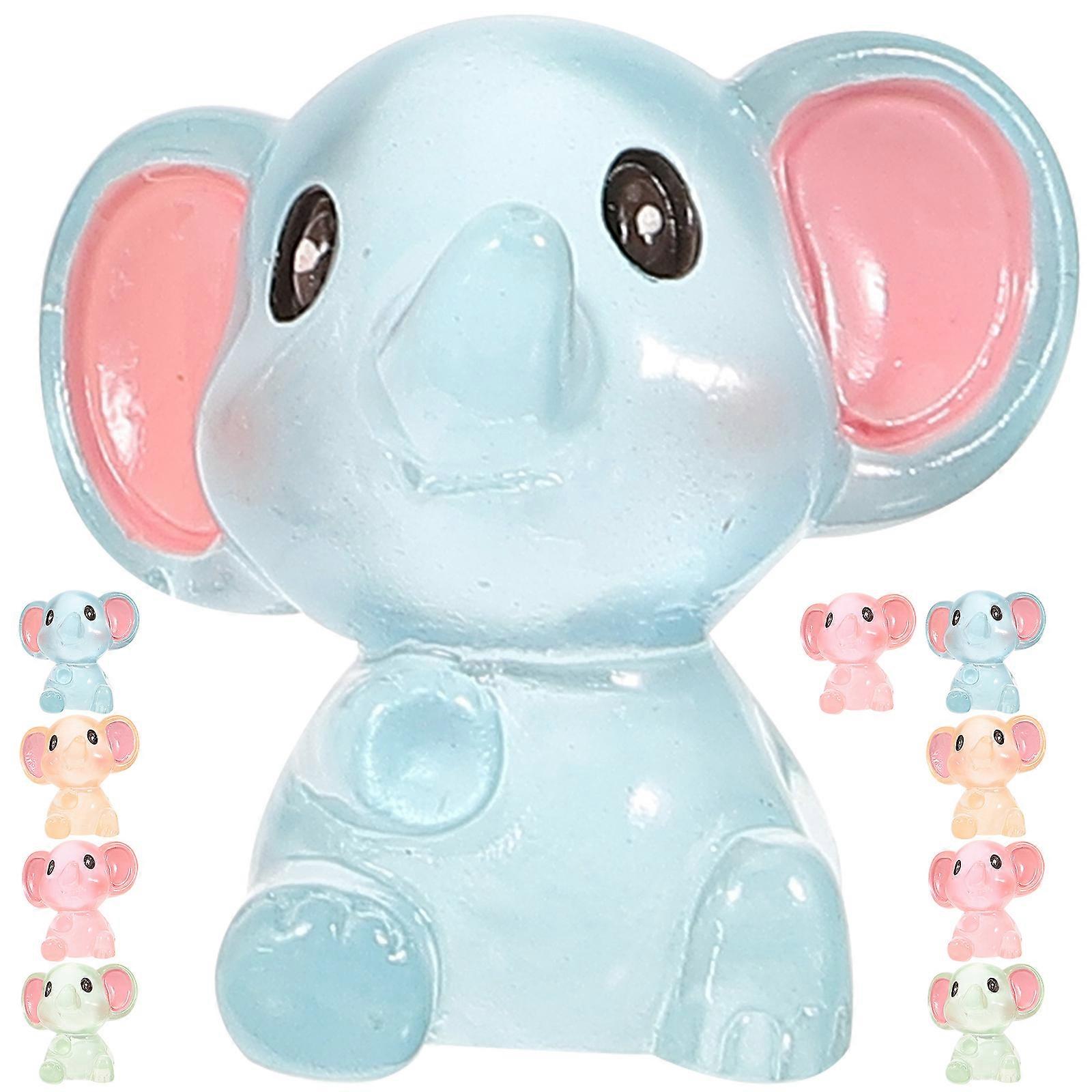 Luminous Mini Elephant Statues Resin Figurines Decorative Ornaments for Tabletop Garden Dollhouse Cake Decoration Lightweight Adorable Modeling