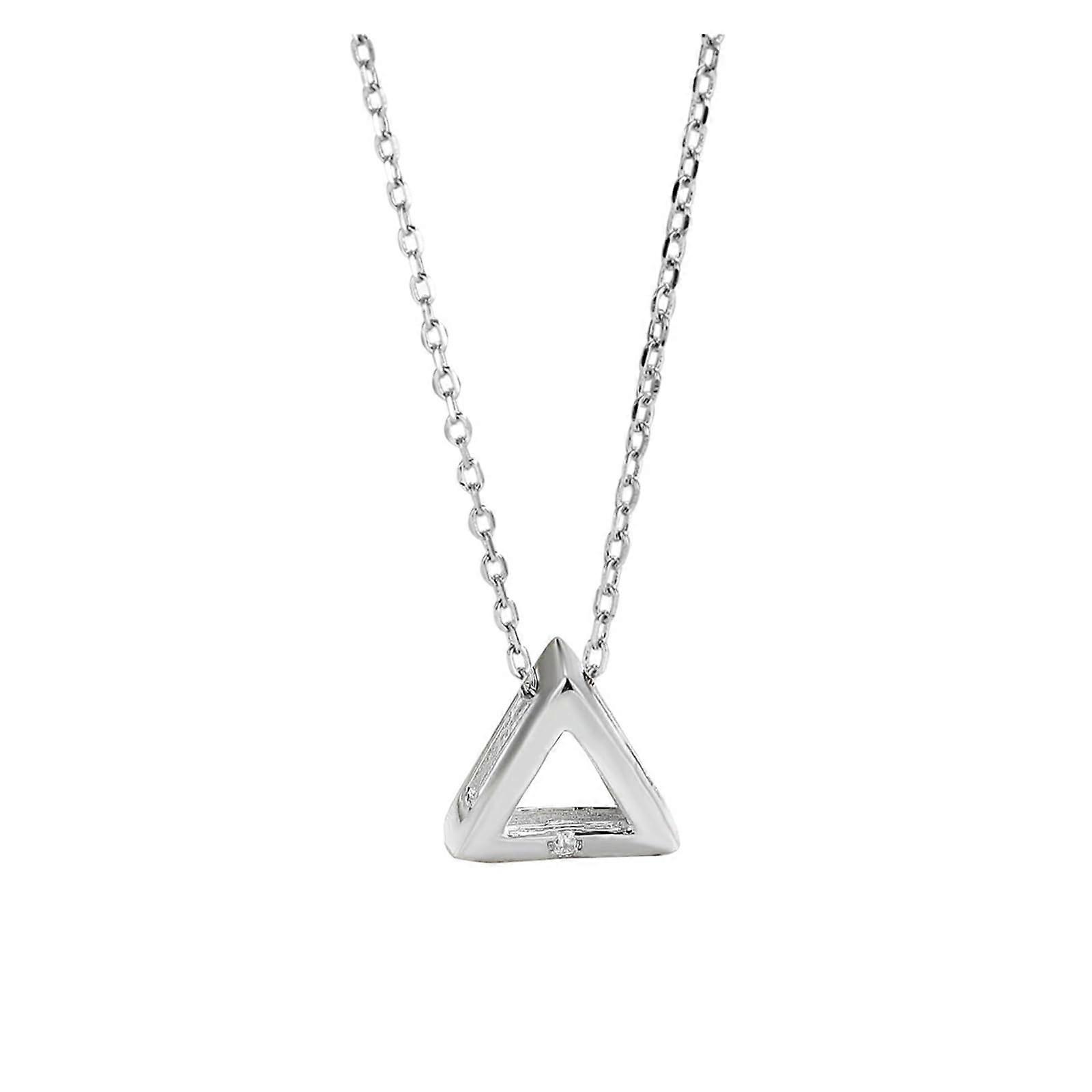 Simple ThreeDimensional Triangular Necklace Silver