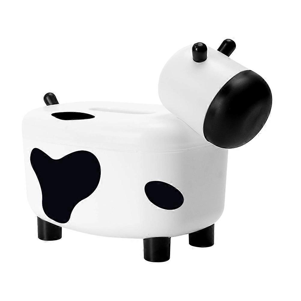 Cartoon Animal Pattern Tissue Box Cattle Shape Dual Use Tissue Holder Toothpick Box White Black Home Office Hotel Rooms 1Pc