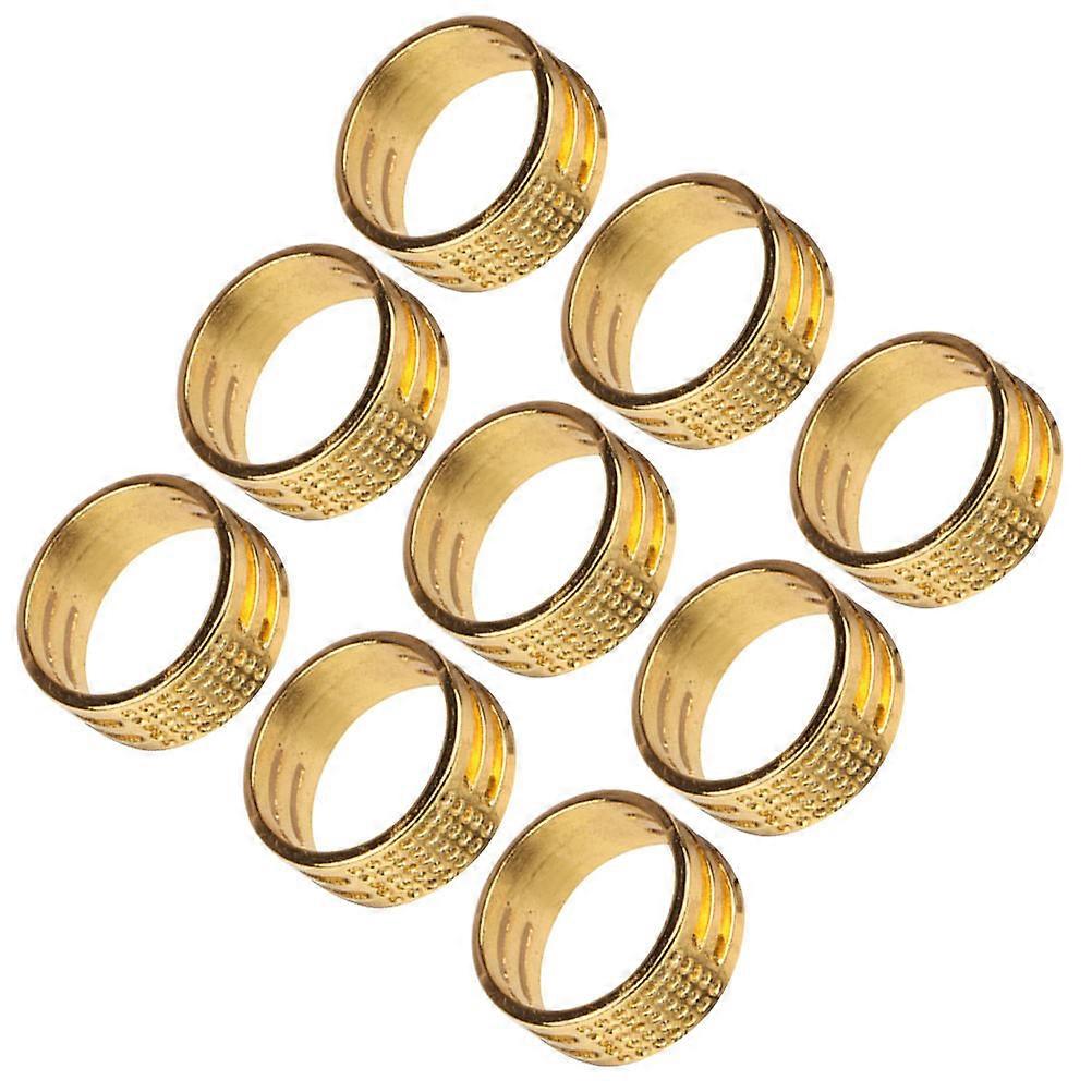 Golden Thimble Ring Set 10pcs Finger Protector for Sewing, Quilting, Handwork & Craft Projects Safe Needlework Tool for Canvas and More