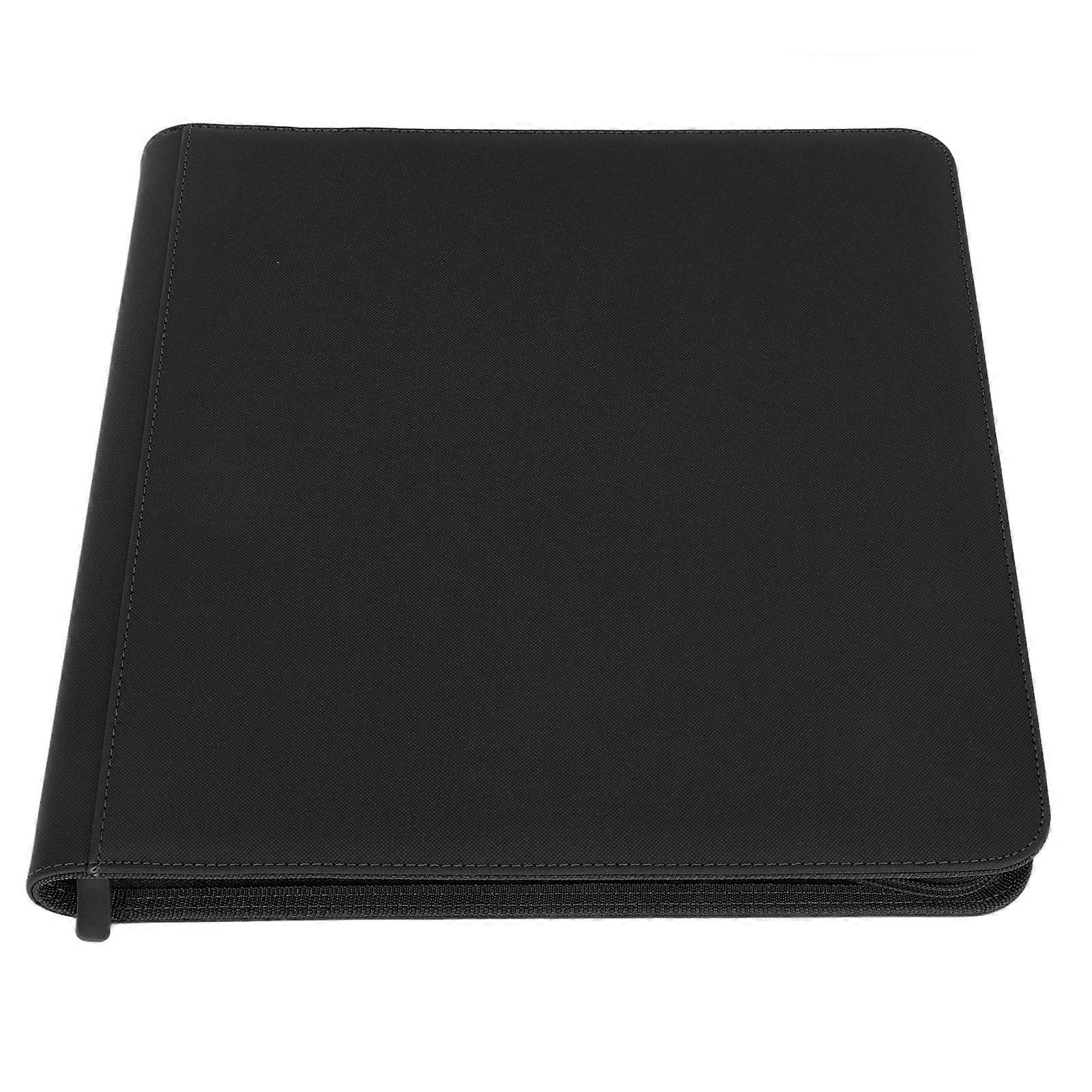 12 Pocket Card Binder Holder PU Leather 480 Side Loading Pocket Binder with Zipper Blue 