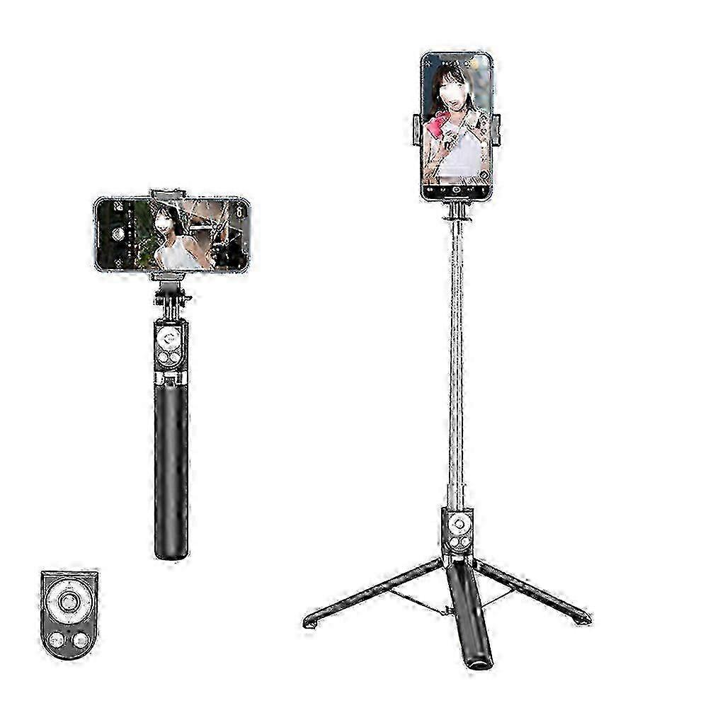 3-in-1 Selfie-Stick-Stativ mit 360°-Drehung - Tragbares Einbeinstativ und Handyhalterung für perfekte Selfies (Schwarz)