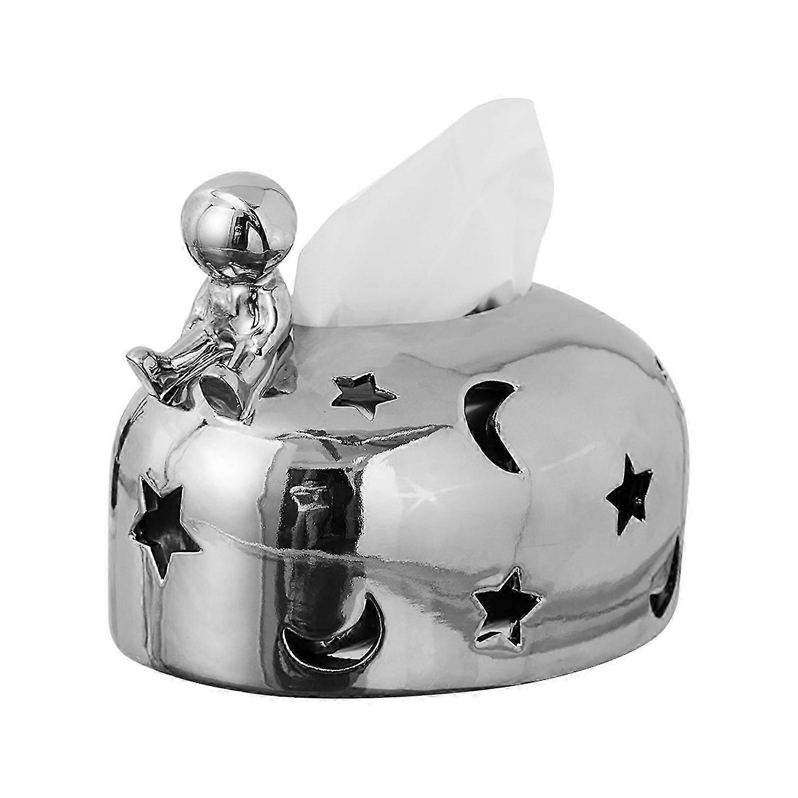 Modern Designs Elegant Silver Resin Tissue Box Suitable for Various Environment and Paper Size Home Organization