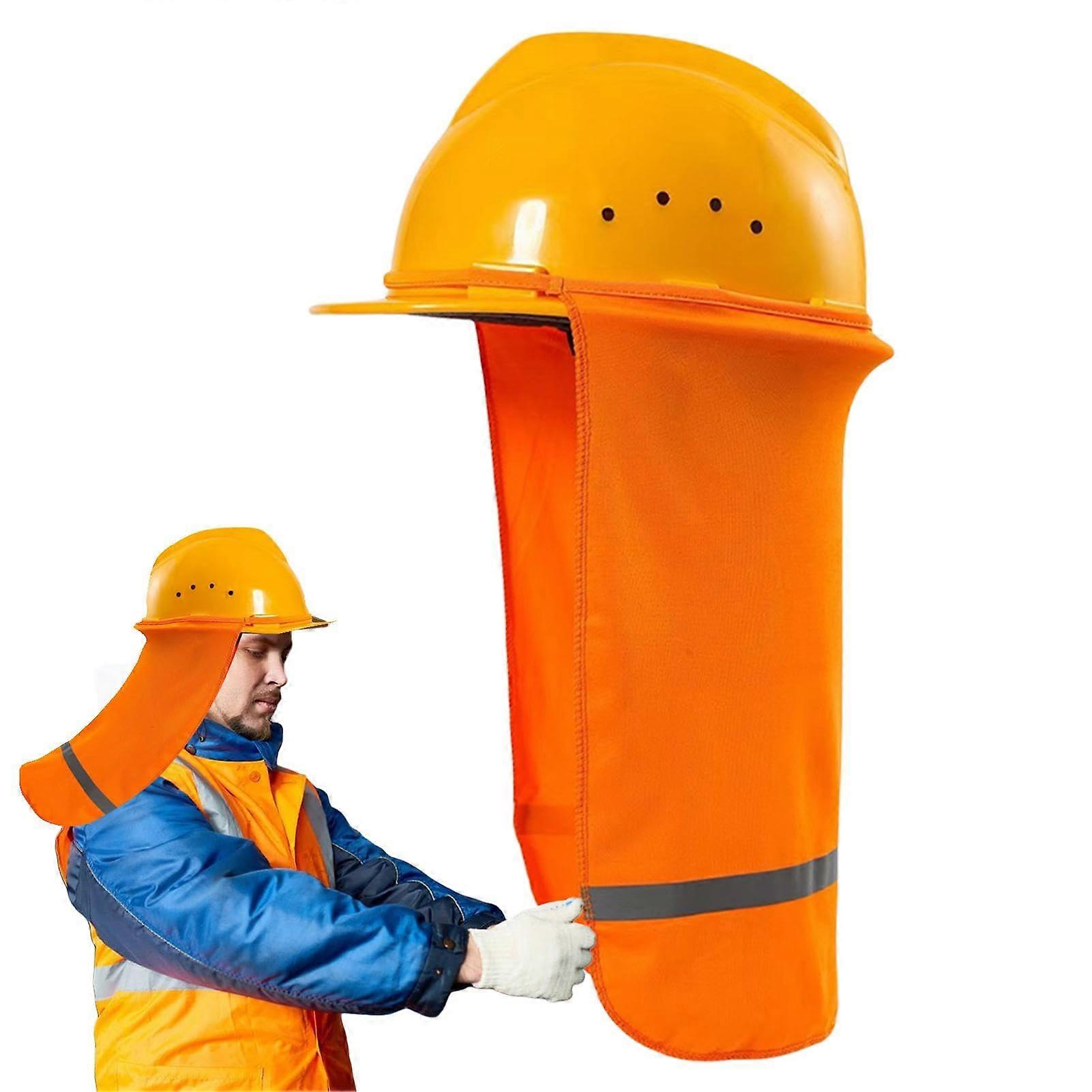 Protective Helmet Sun Protection | Reflective Visor with Neck Coverage for Outdoor Work, Adjustable Size, Orange1