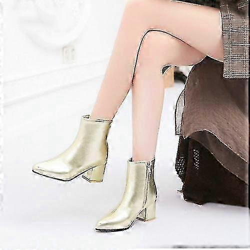 Podzimní zimní třpytivé hranaté podpatky špičaté nízké dámské boty