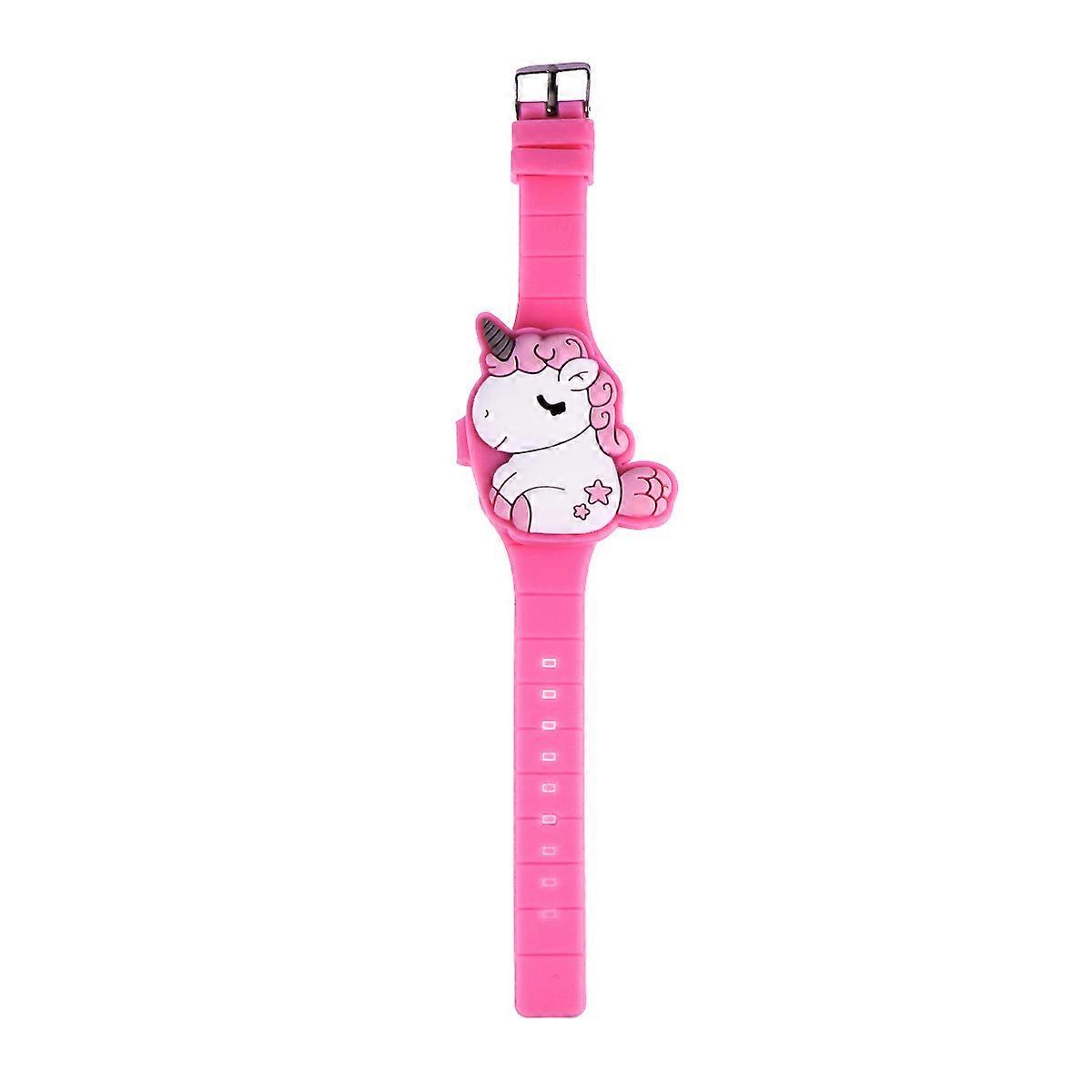Cute Digital Watch Unicorn Shape Rosy Silicone Clamshell Design For Girls 22.5X5CM 1Pcs