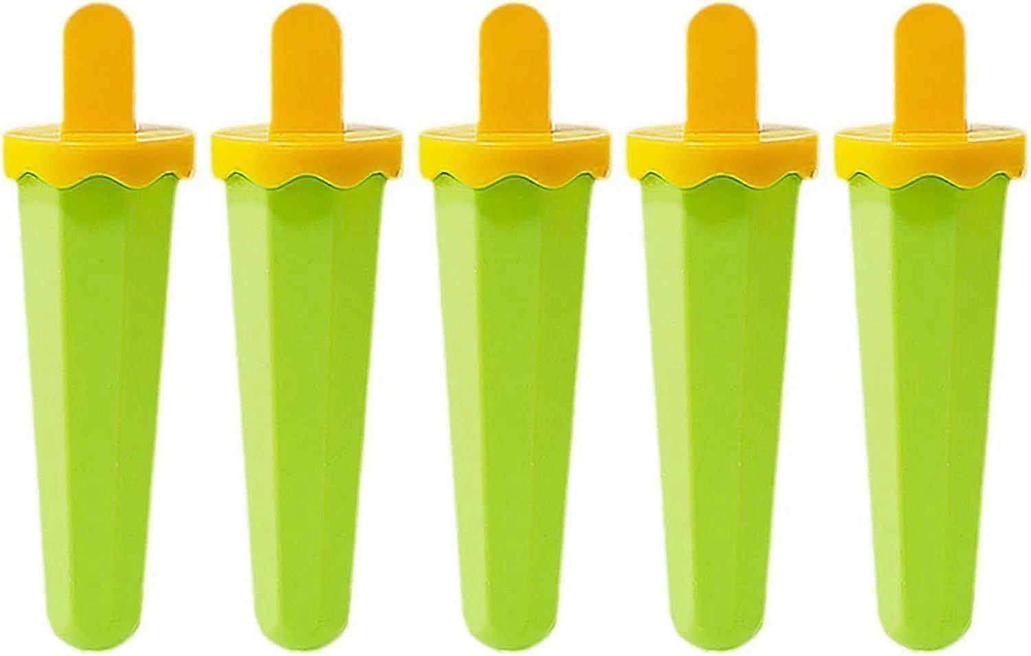 5-Piece Silicone Ice Cream Molds Set - Easy-Release Design with Drip Guards, Reusable Ice Lolly Moulds for Colorful Homemade Popsicles