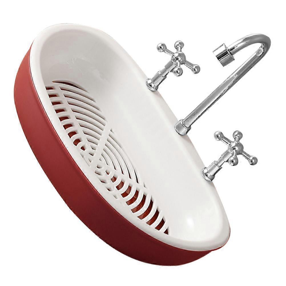 ABS Soap Dish with Suction Cup for Bathroom and Kitchen Red Simple Design for Better Draining 1Pc
