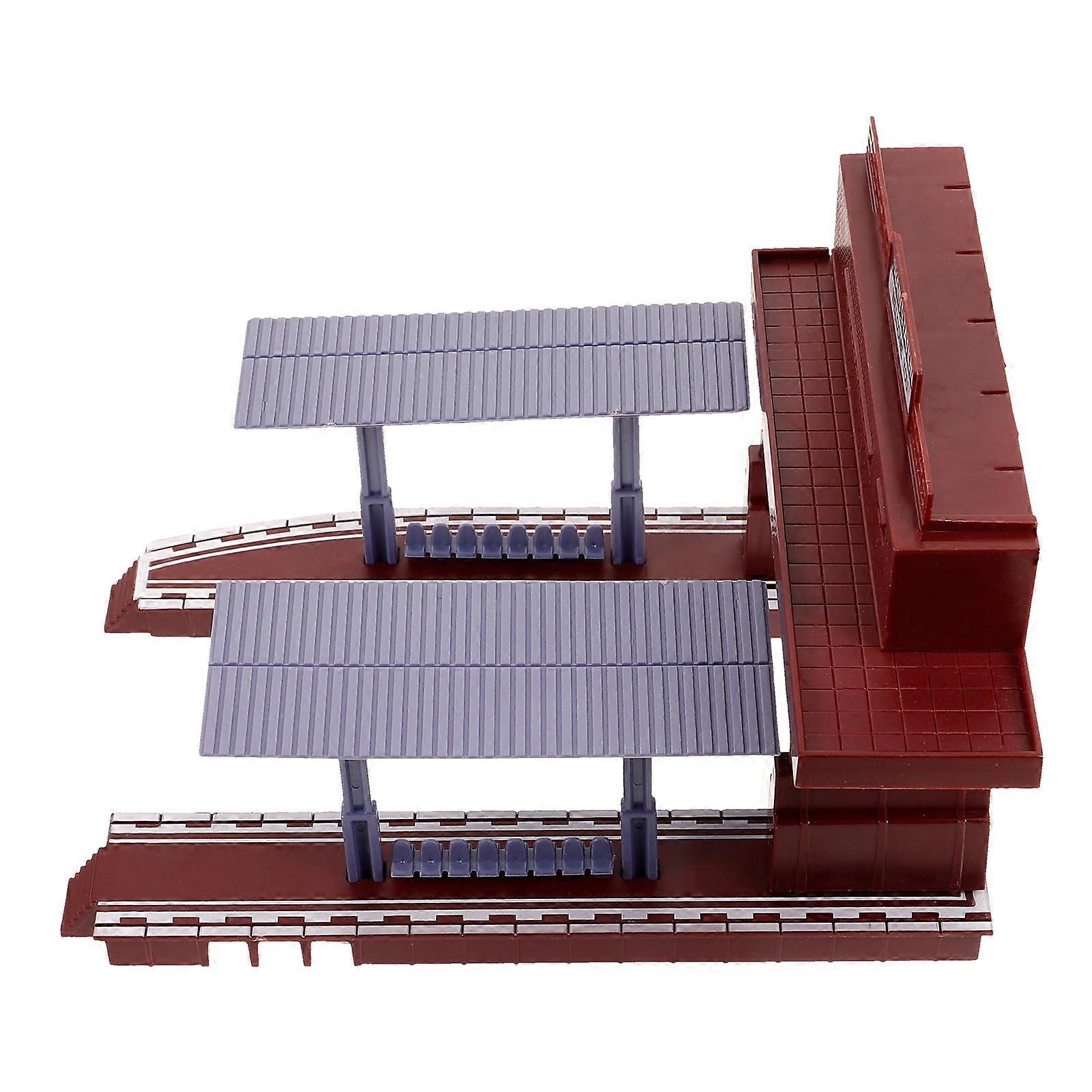 Railway Station Platform Model Diy Train Track Scene Accessory Coffee 19.20X16.50X13.50CM Railway Scene Creation 1Pack