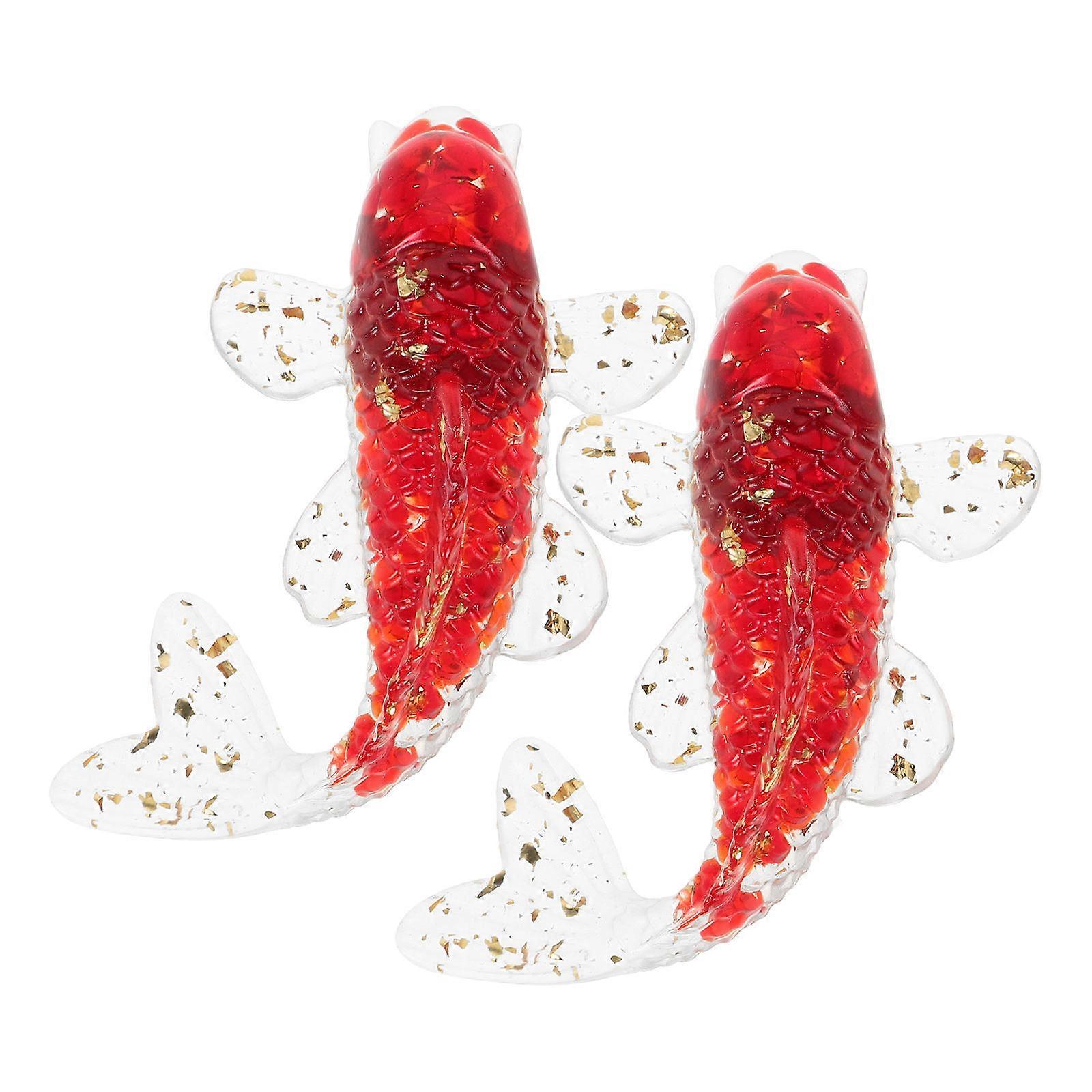 Miniature Animals Statue Crystal Koi Elegant Design Aquarium Decorations 2Set