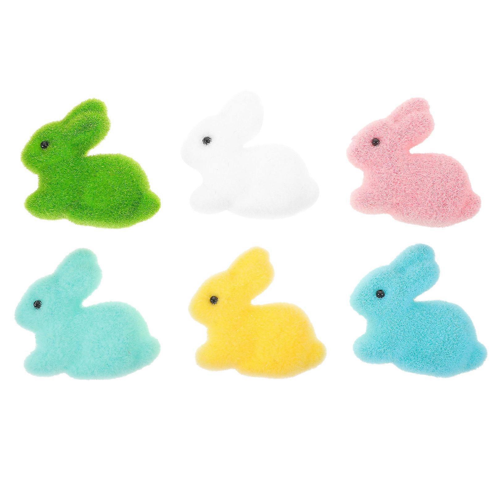 6pcs Small Rabbit Decorations Foam Bunny Figurines for Easter Party Table Decor