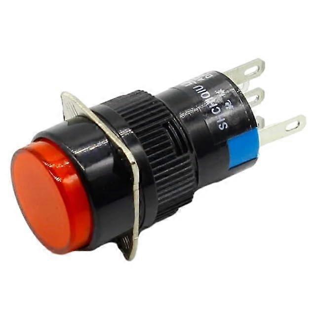 16 mm DC 6V 12V 24V 220V LED Push Button Switch Blue Green Red Yellow White Lamp Fixed Push Button Switches Latching Push On Start (Red, 6V)