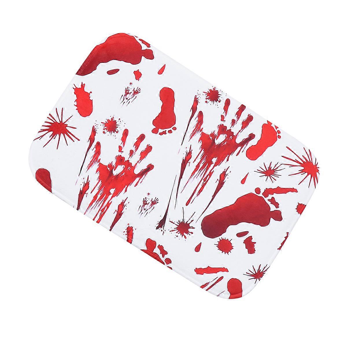 Bath Mat Bloody Footprint Pattern Non-Slip Drying Feet Halloween Bathroom Accessories Rectangle Shape Multi Color 1Pack