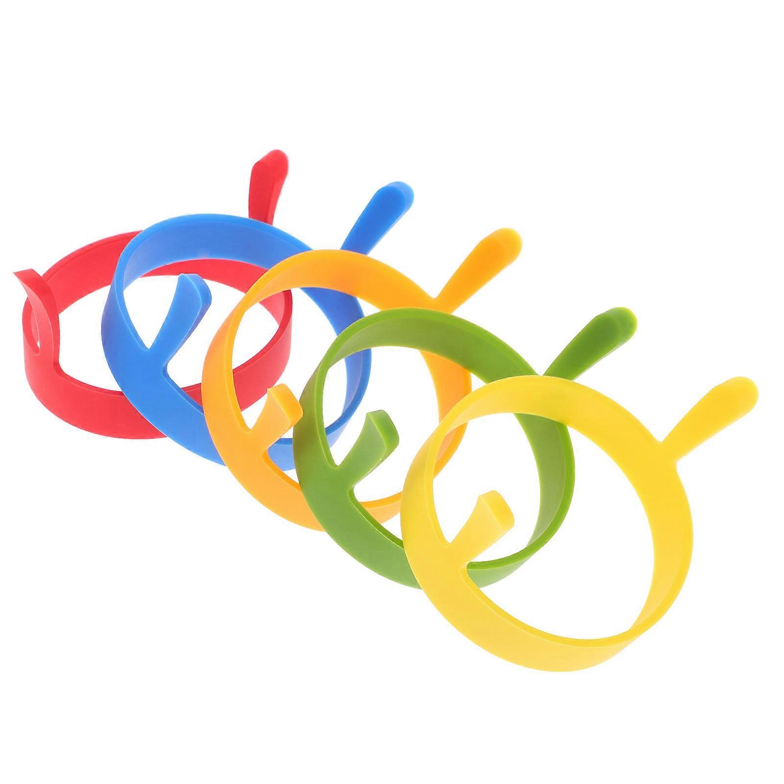 Silicone Egg Ring with Handle for Kitchen Use Assorted Color Premium Food Grade NonSticky 5pcs