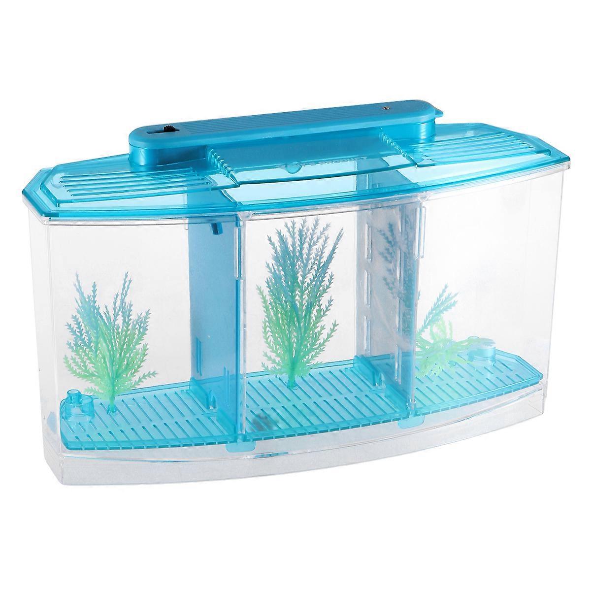 Mini Goldfish Tank Self Cleaning Desktop Fish Tank Blue Square 29.00X17.50X10.50CM For Home Office 1Pack
