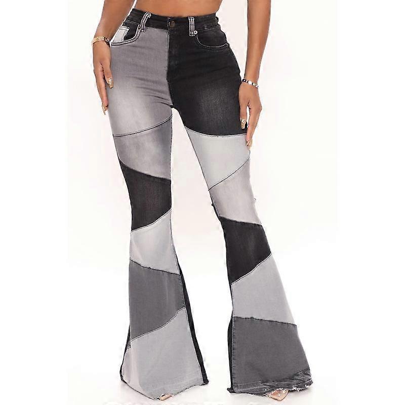 Spring and Autumn Women's Plus Size Jeans Wide Leg Jeans Fashion Splicing Pant