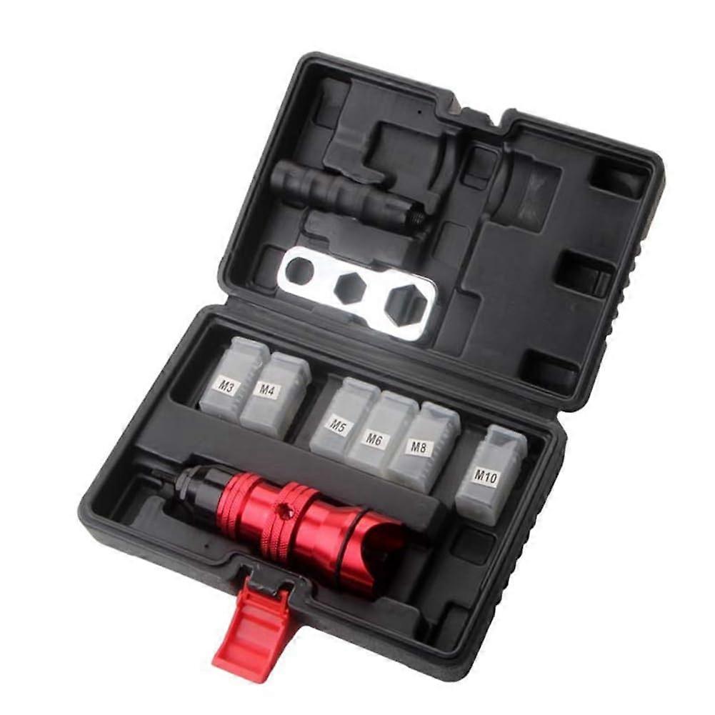 Electric Rivet Gun for Nut Inserts, Compatible with M3 M5 M6 M8 M10, Includes Manual Riveting Tool and Adapter